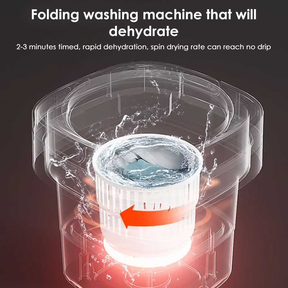 Pink Foldable Mini Washing Machine 8L W201