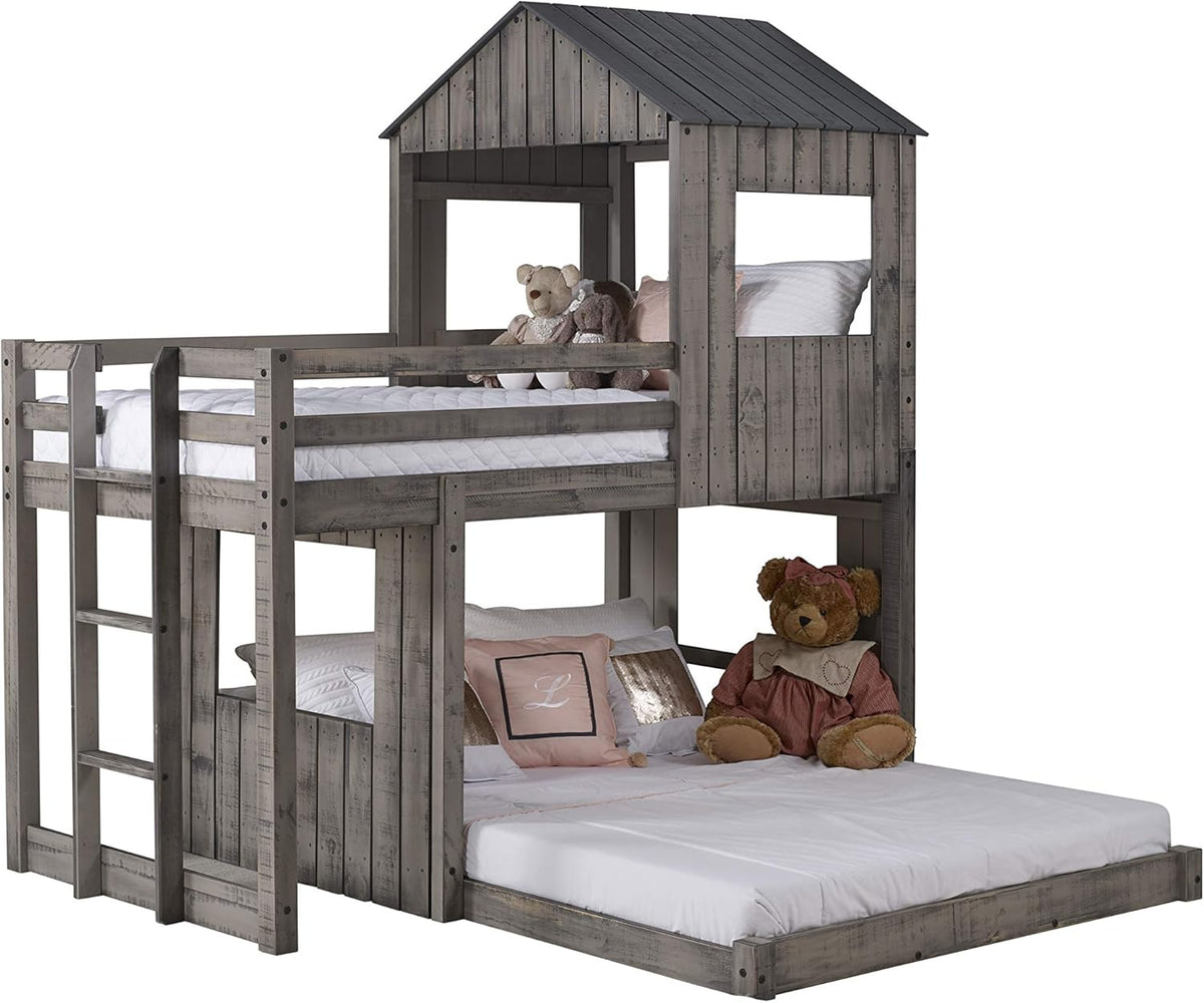 Rustic Dirty Grey Twin over Full Loft Bunkbed X515