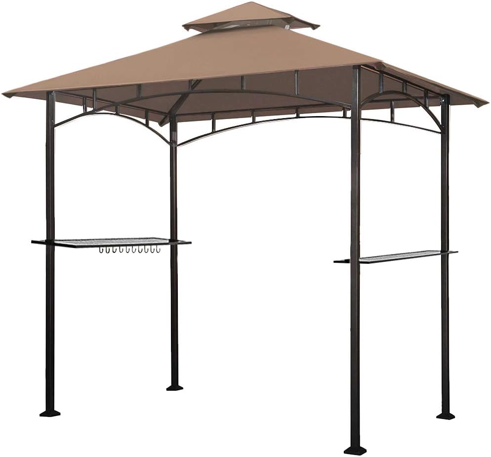 5x8 Grill Gazebo with Double Tier Canopy and Steel Frame H203928
