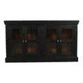 Charcoal Gray 4-Door Mango Solid Wood & Glass Sideboard E454217