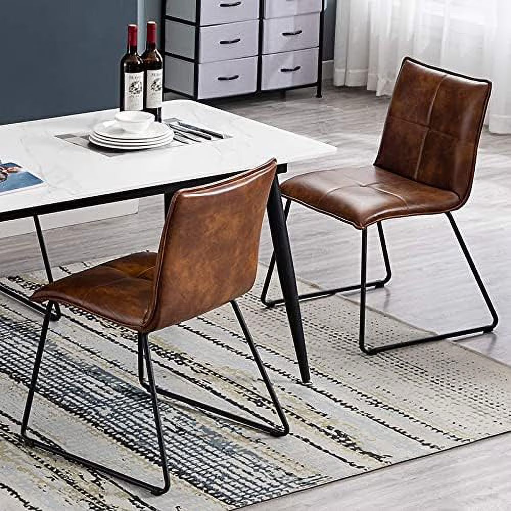 Faux Leather Dining Chairs with Metal Legs C12921
