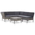 6 Piece Gray Poly Rattan Outdoor Sectional Set with Side Table O500