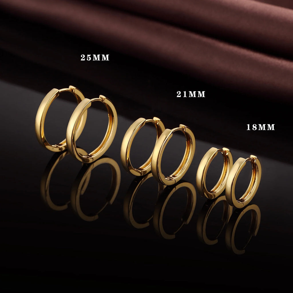 18k Gold Plated Small Hoop Earrings Stainless Steel K758948
