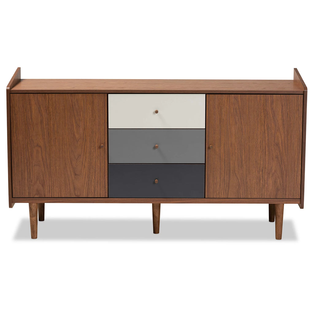 Walnut Brown and Grey Gradient Wood 2-Door Sideboard Buffet P941752