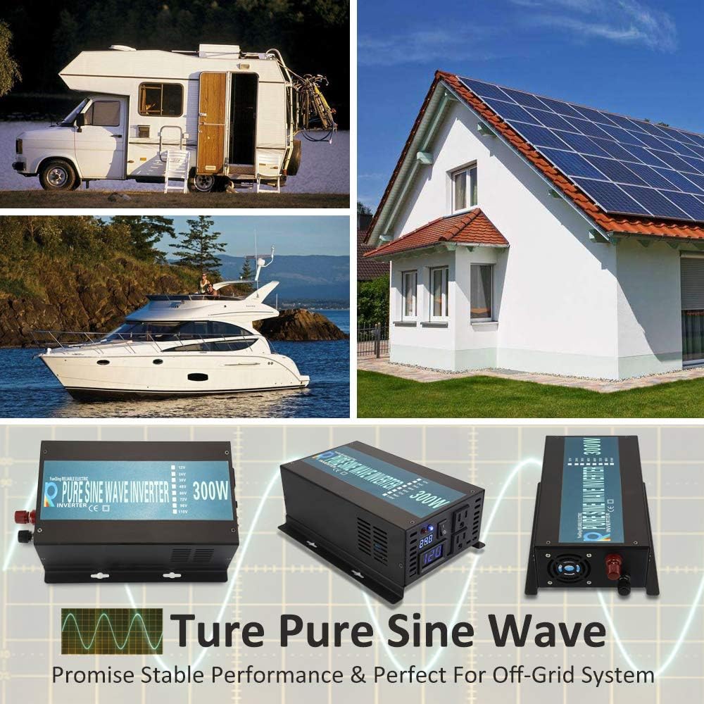 300W Pure Sine Wave Car Power Inverter 24VDC Black X906