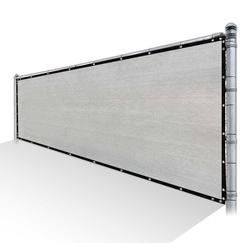 Grey Privacy Fence Screen HDPE Mesh Windscreen with Reinforced Grommets K947365
