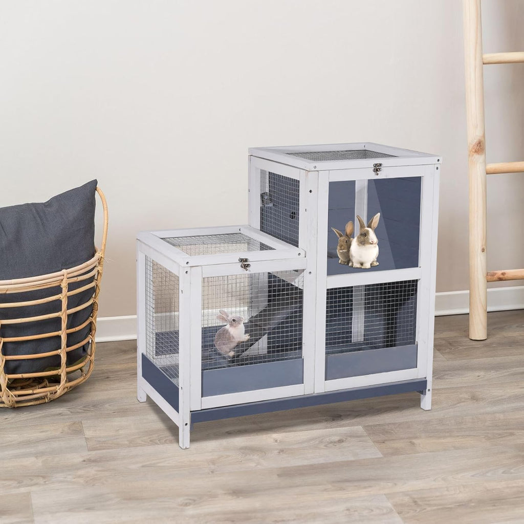 Wooden Guinea Pig Cage with Openable Roofs and Removable Tray O803297