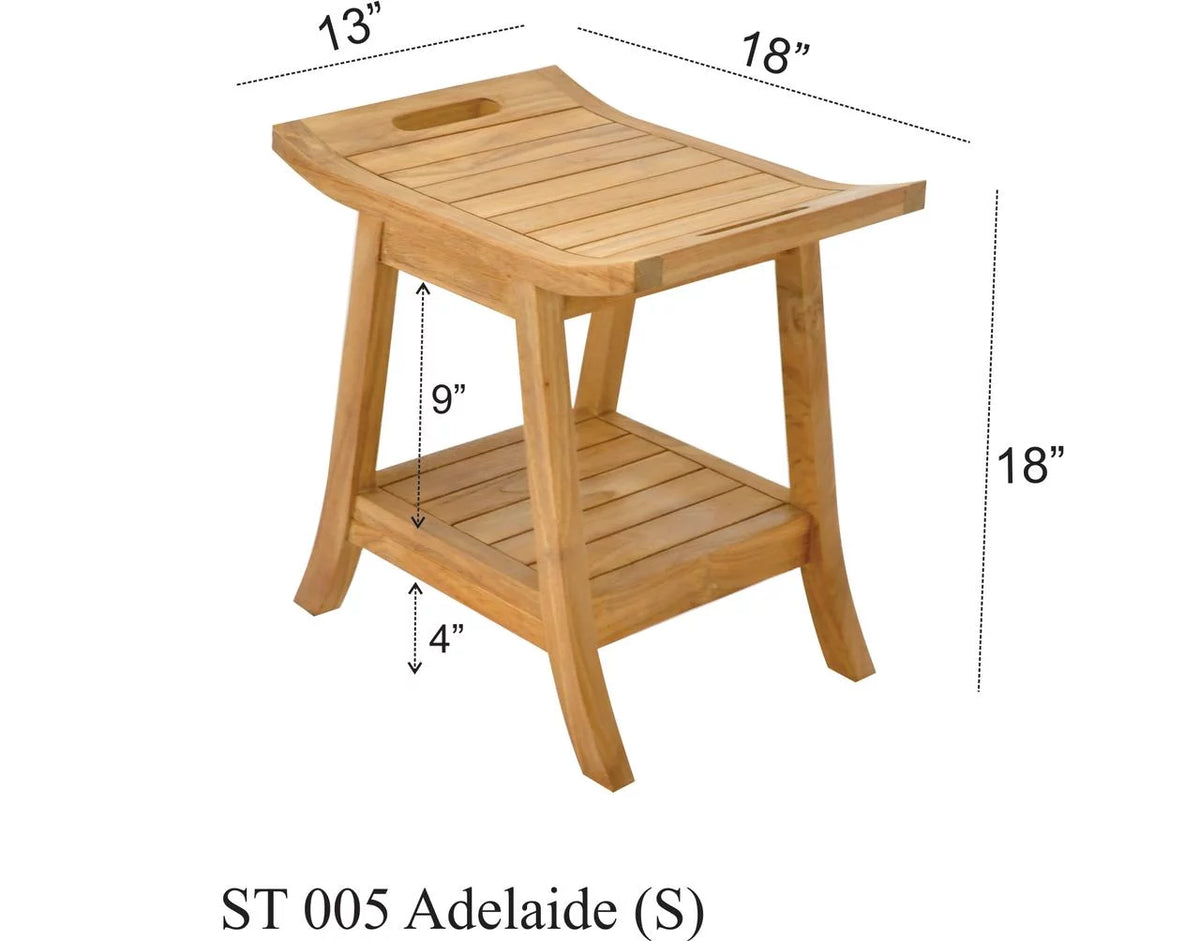 Teak Wood Shower Seat 18" Outdoor Patio Stool Bench H696257