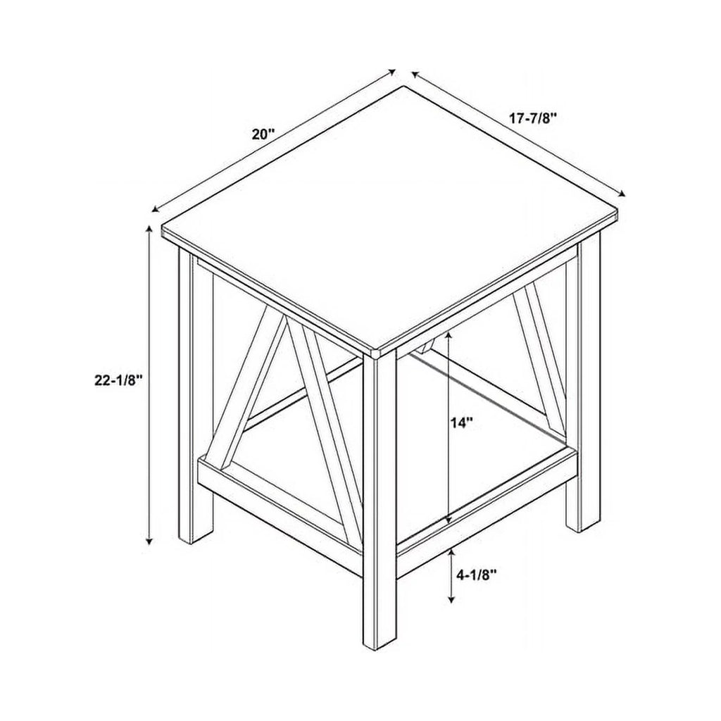 Wood X-Design End Table in Antique Brown J72554