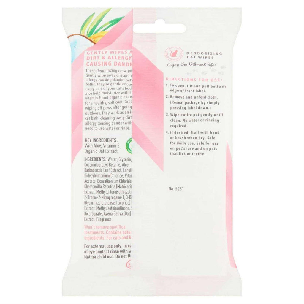 Vanilla Coconut Deodorizing Wipes for Cats & Kittens Y137146