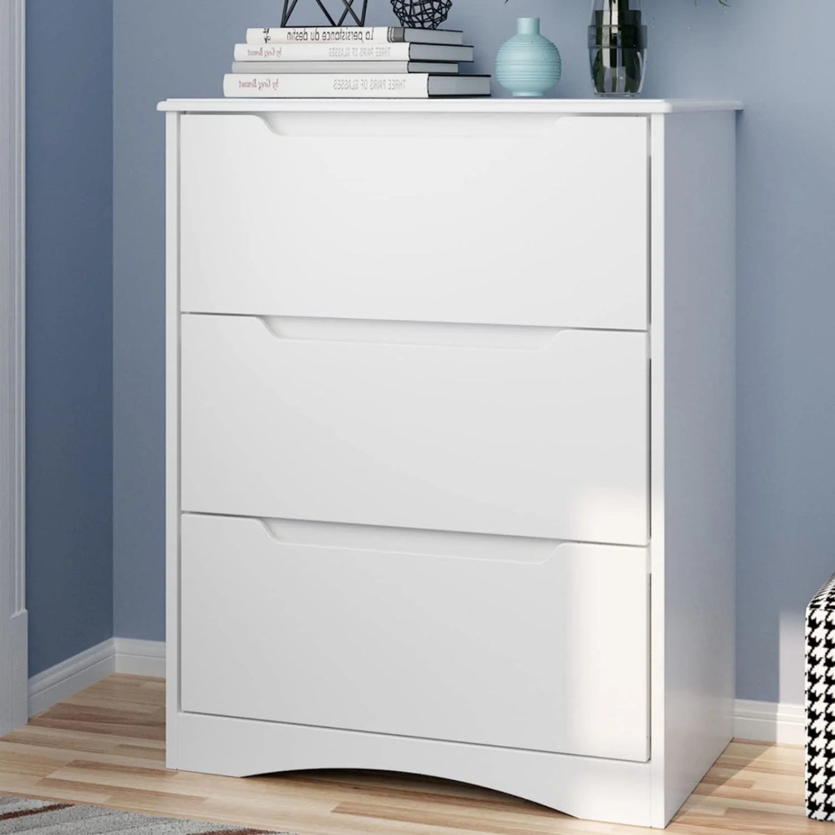 White 3 Drawer Wood Dresser I91765