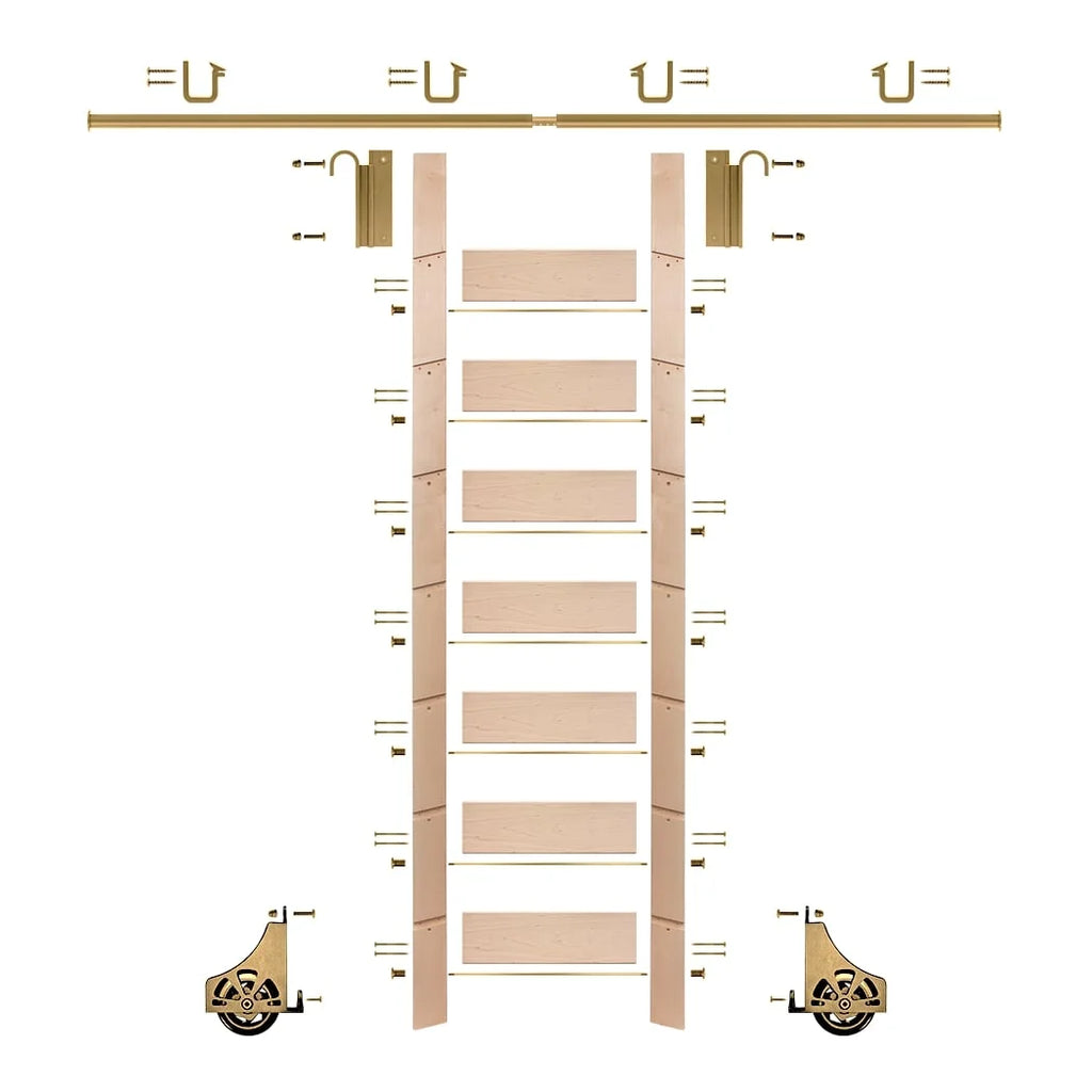 Un-Finished Maple Library Ladder with 8 ft. Rail E741