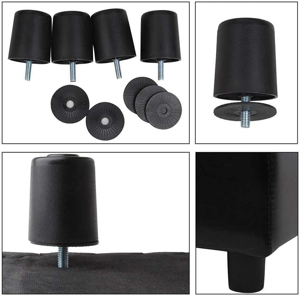 Black Tufted Leather Storage Ottoman Cube Foot Rest R22063