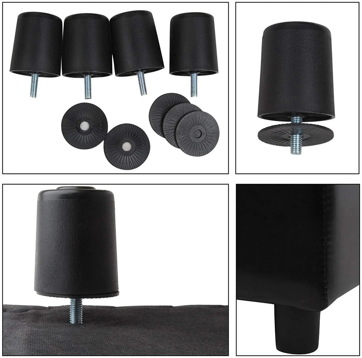 Black Tufted Leather Storage Ottoman Cube Foot Rest R22063