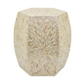 White Wood Side Table with Capiz I73898
