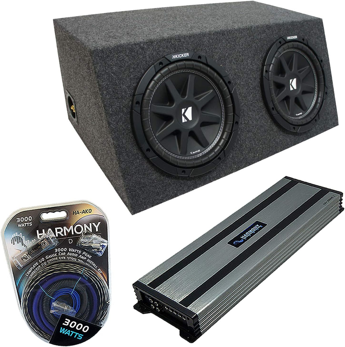 Sealed Dual 15 Sub Box Enclosure & Amp G6299