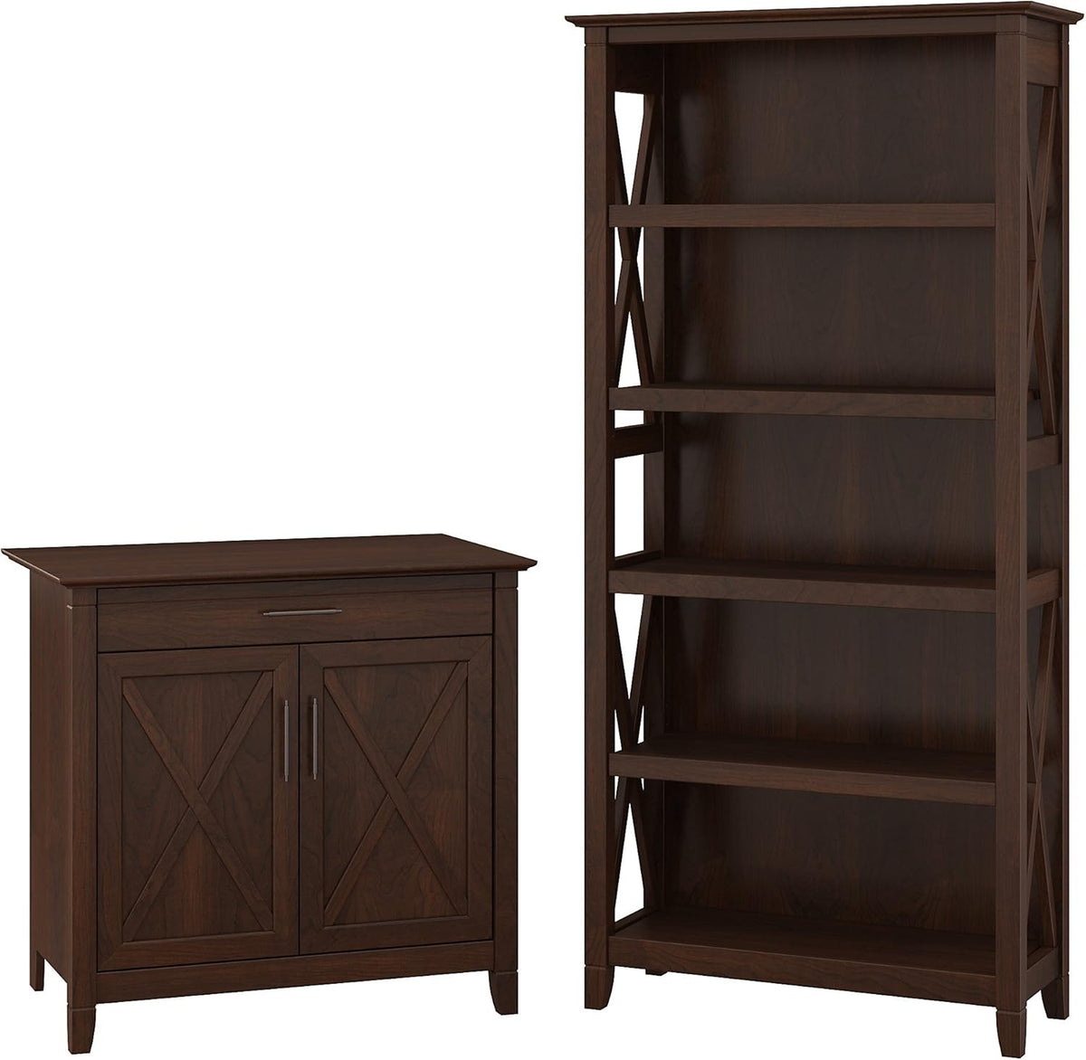 Bing Cherry Secretary Desk with 5 Shelf Bookcase I357