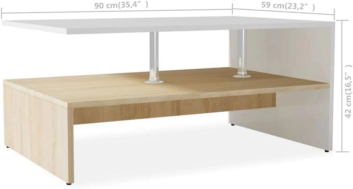Oak and White Engineered Wood Coffee Table X106184