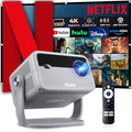 Smart Projector with WiFi and Bluetooth, 600 ANSI Native 1080P, 360° Rotation 4K Support F674