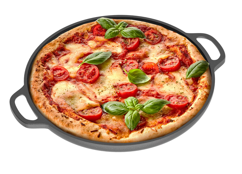 Black 12 in x 14 in x 1 in Cast Iron Baking Pizza Pan N657