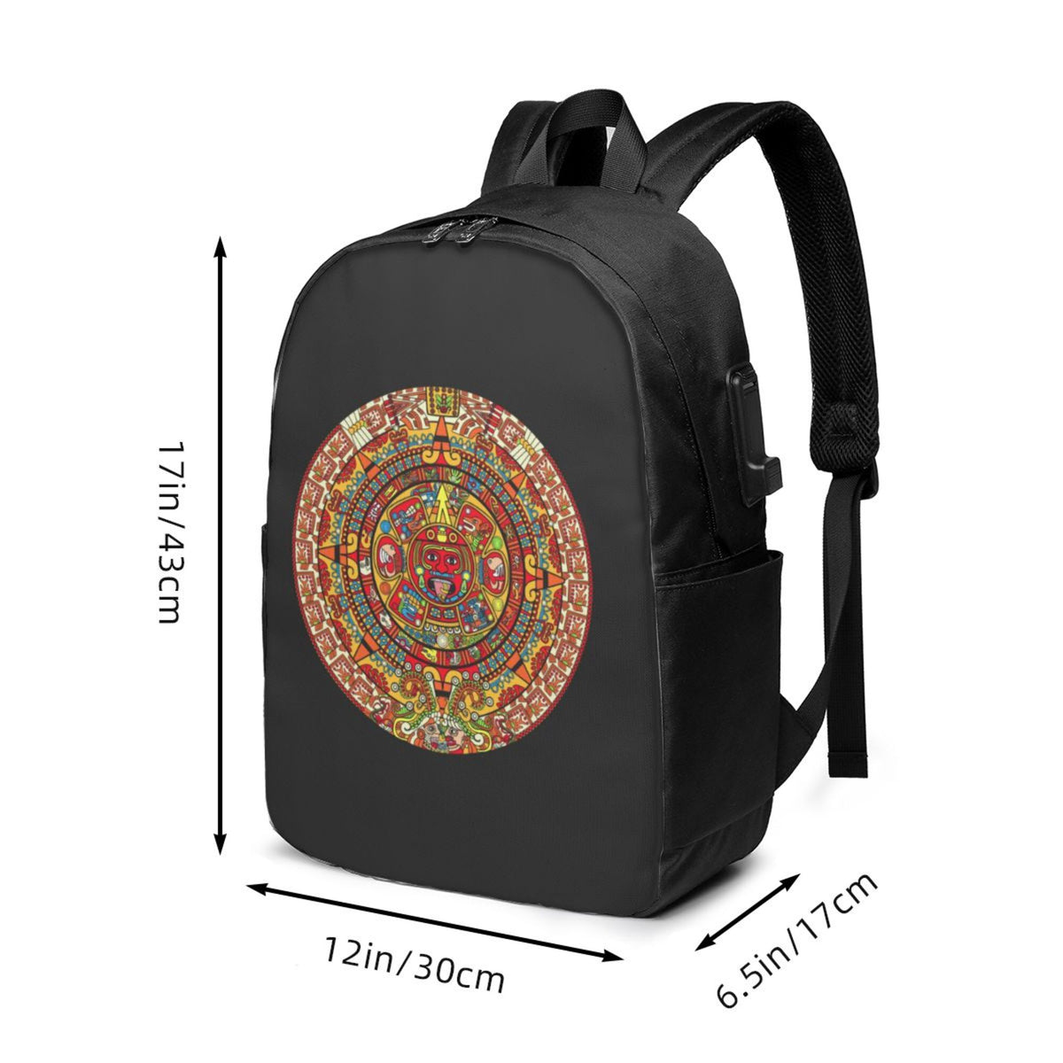 Colorful Aztec Calendar Print Laptop Backpack D15785
