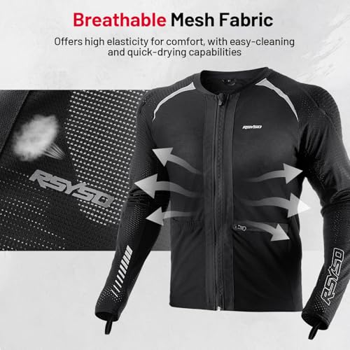 Armored Motorcycle Shirt with CE Certified Protective Mesh and Reflective Strips W9346