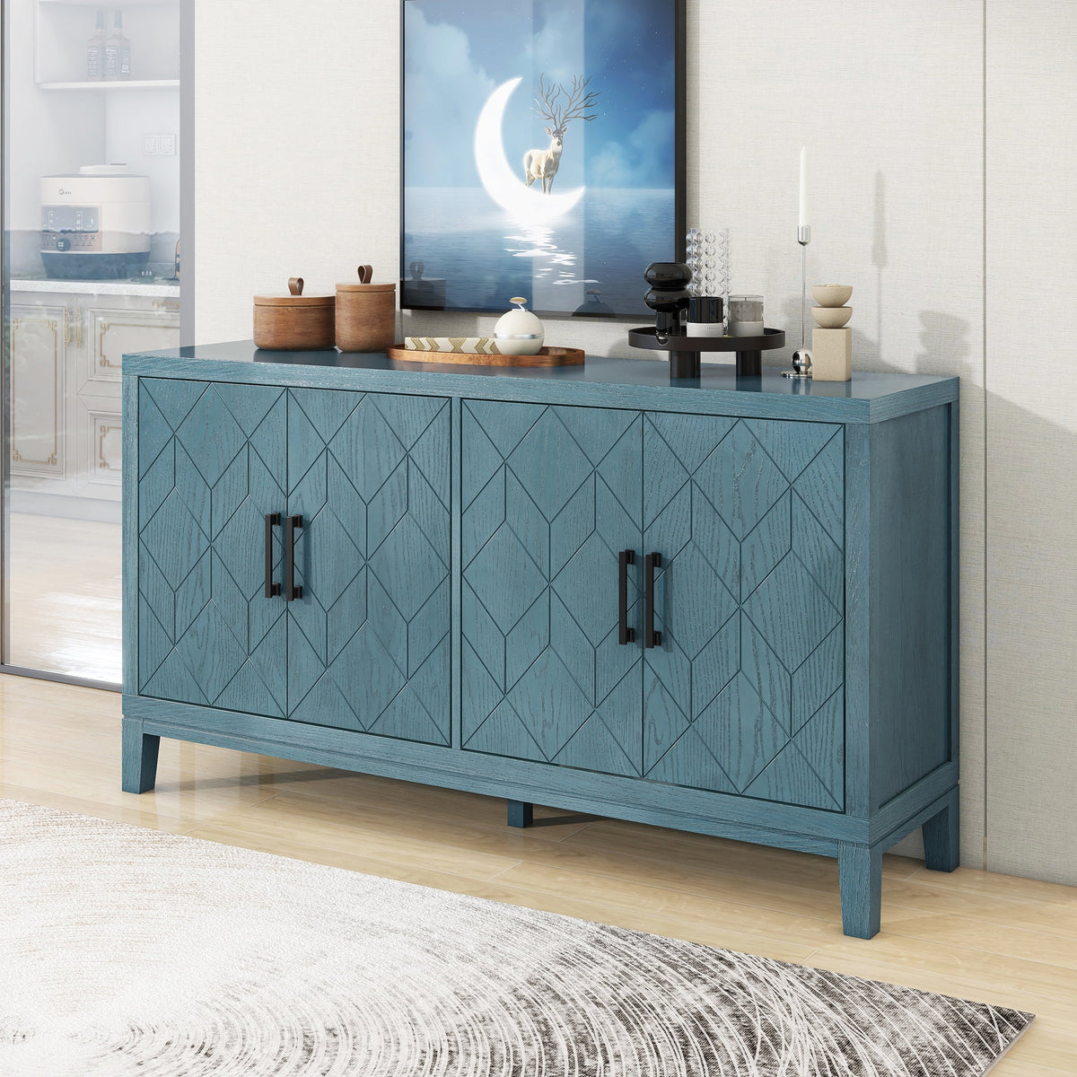 4-Door Retro Sideboard with Adjustable Shelves T10491