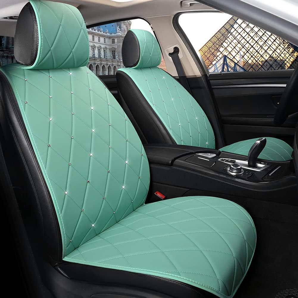 Black Velvet Front Car Seat Cover Protector with Rhinestone D8206