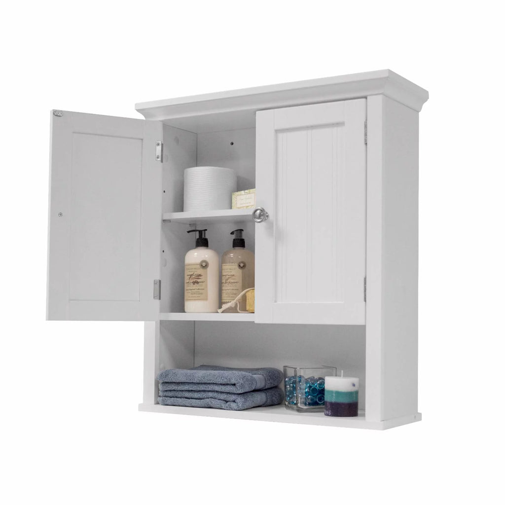 2-Door Wood Wall Cabinet with Shelves in White N4596
