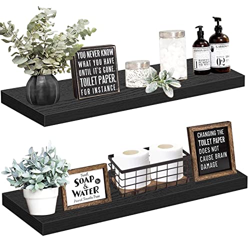 Floating Shelves for Wall, 16 x 7 inch Set of 2, Rustic Brown W166