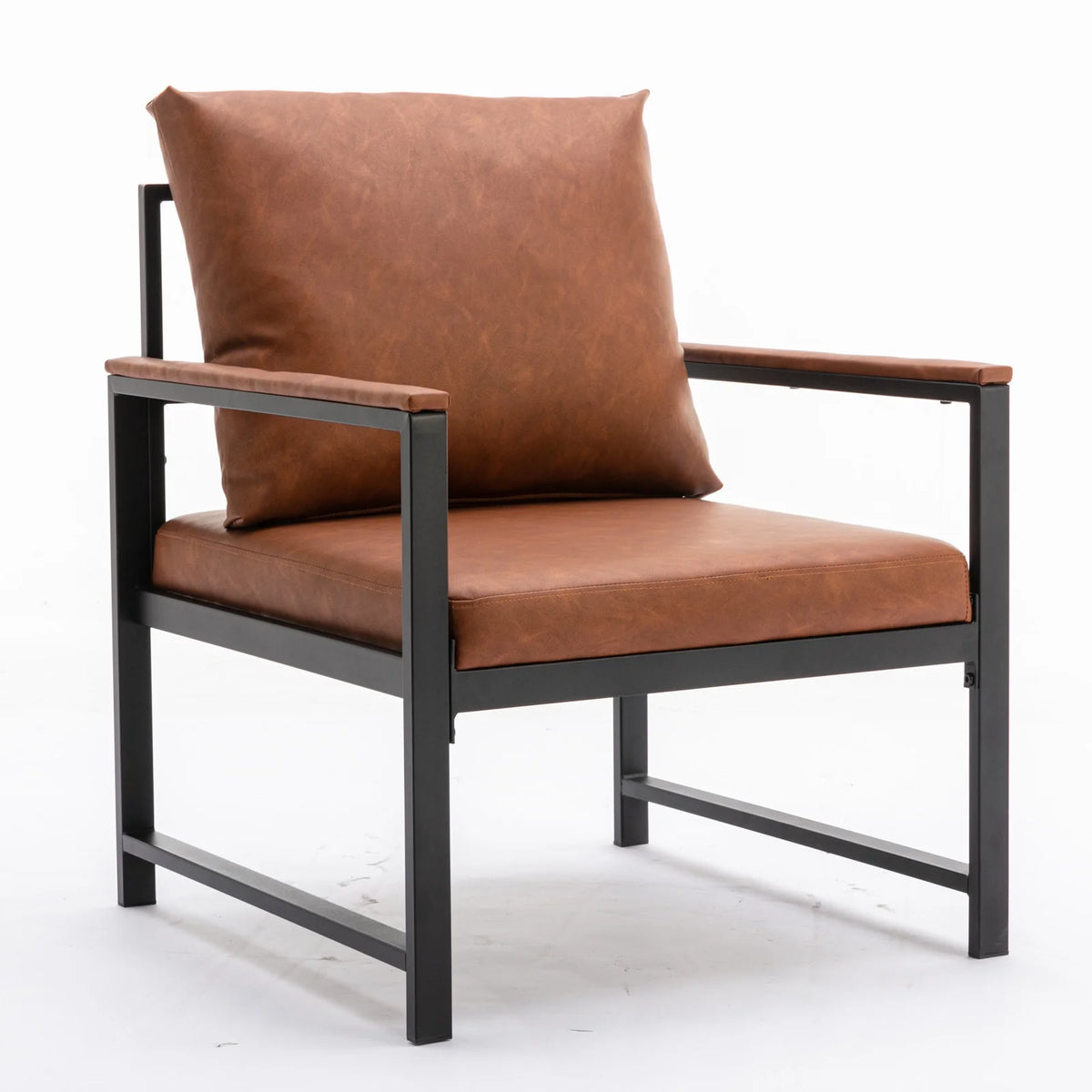 Orange Faux Leather Accent Chair with Black Metal Frame Q420523