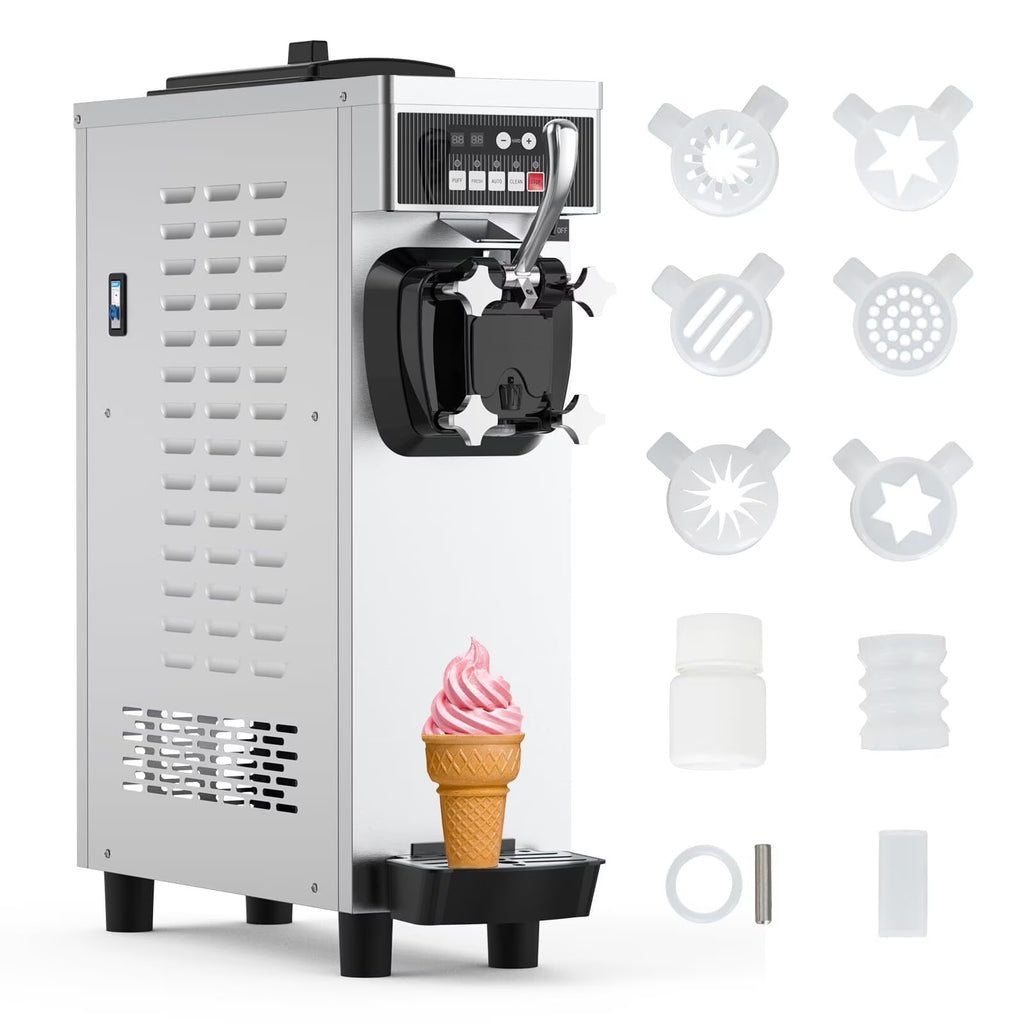 Commercial Ice Cream Maker, 4.7-5.8 Gal/H Single Flavor Soft Serve Ice Cream Yogurt Machine with Pre-cooling G248