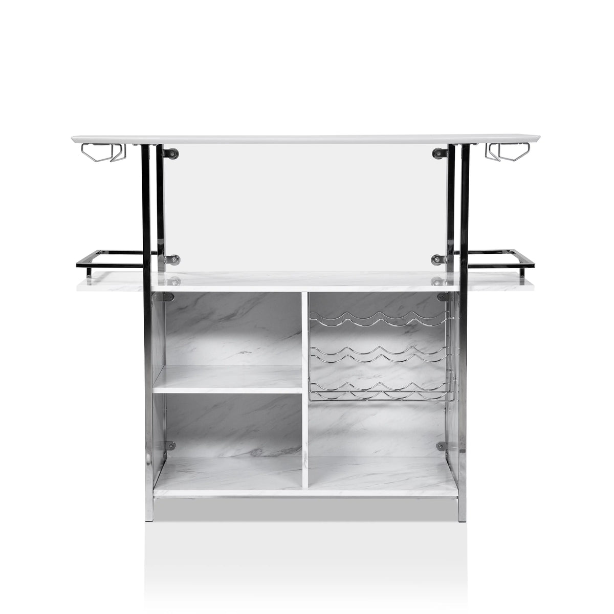 White and Chrome Bar Table K48433