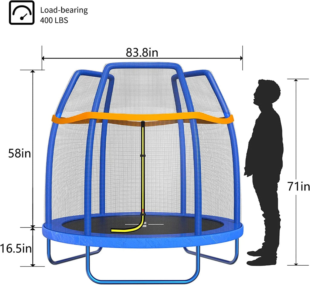 7 FT Trampoline with Enclosure Net & Safety Pad F539