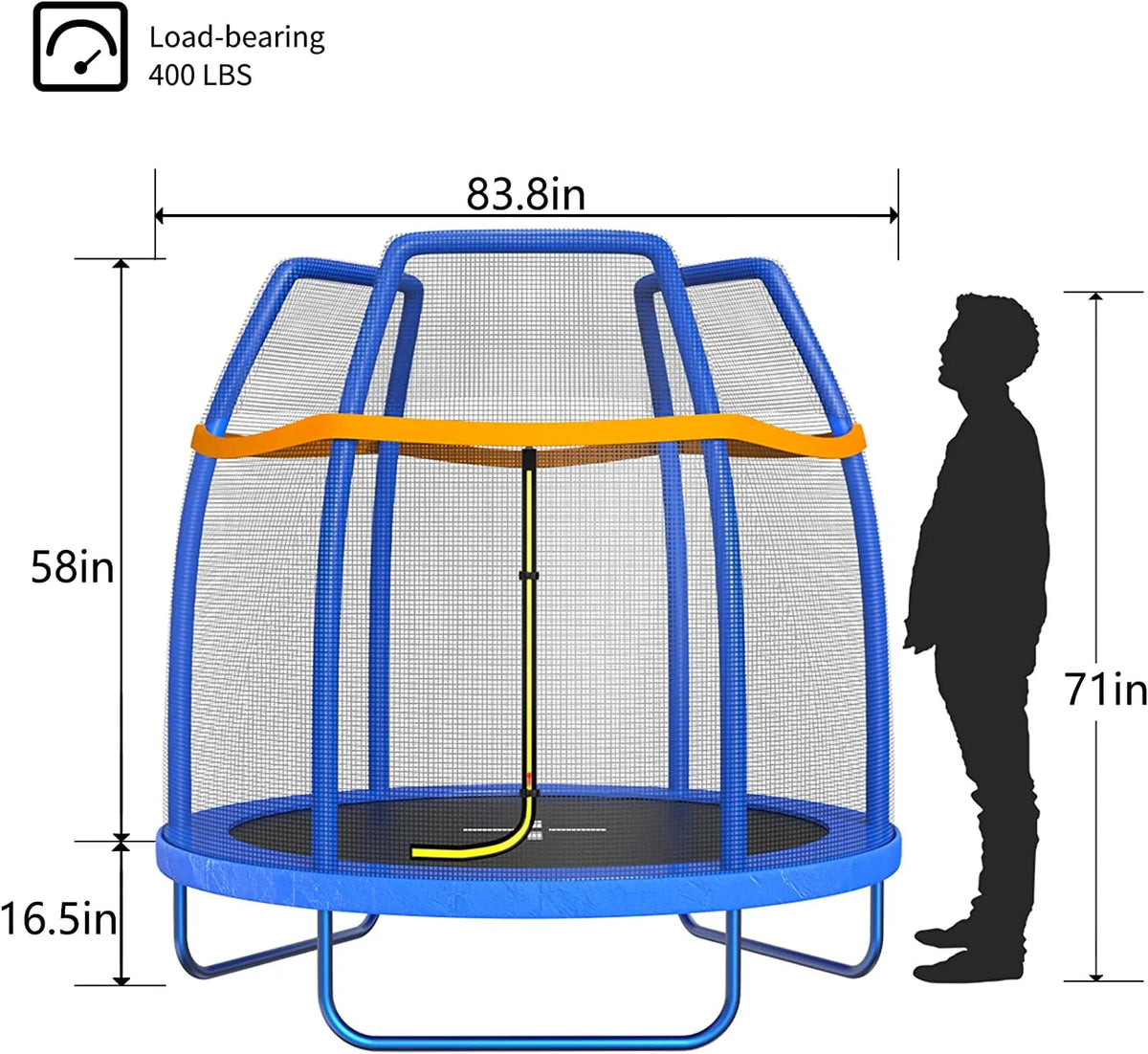 7 FT Trampoline with Enclosure Net & Safety Pad F539