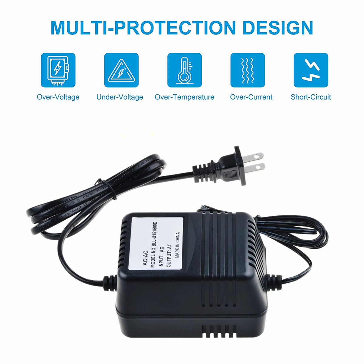 12V AC/AC Adapter Power Supply Charger with Barrel Round Plug Tip H96303