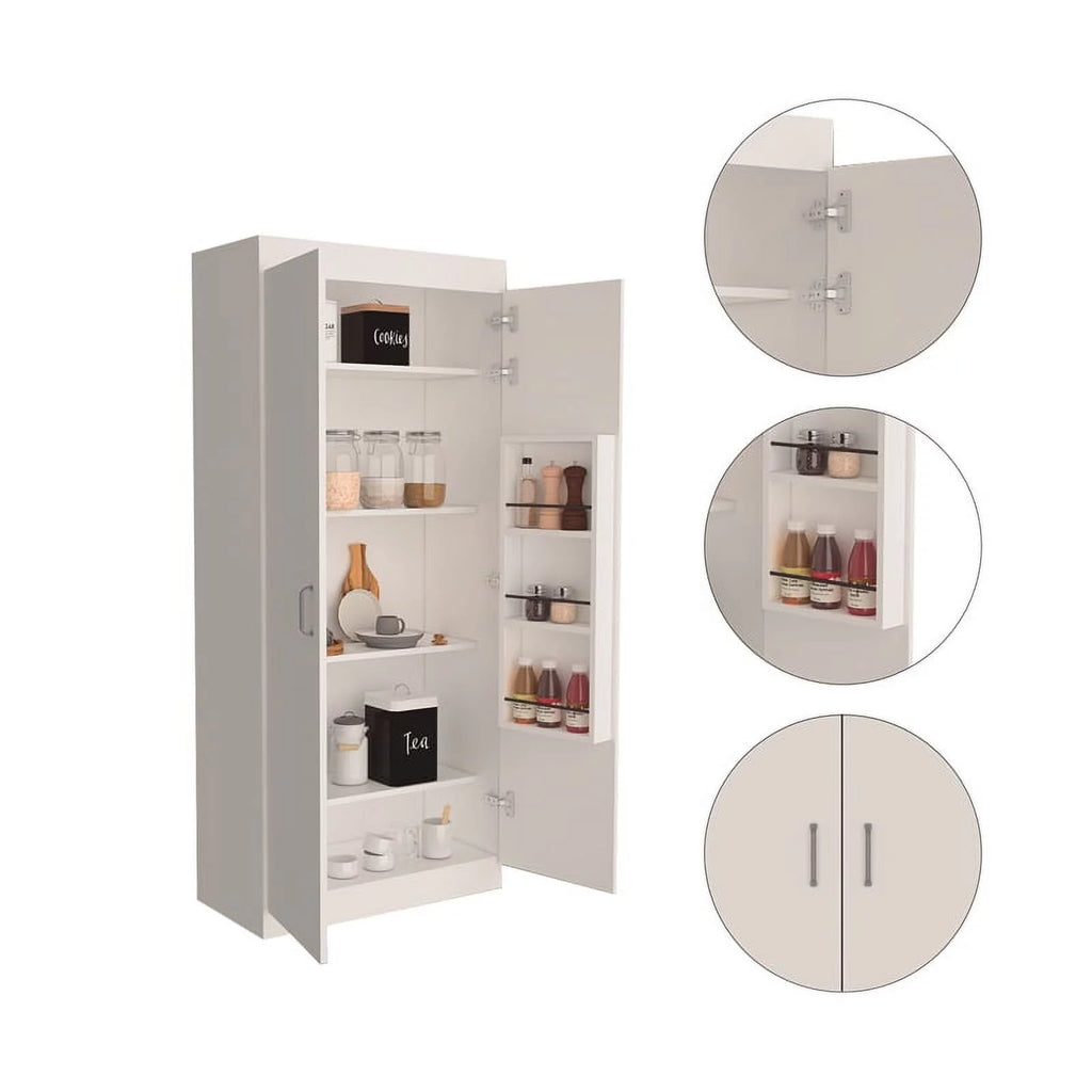 White 5-Shelf Engineered Wood Pantry Cabinet Y4229