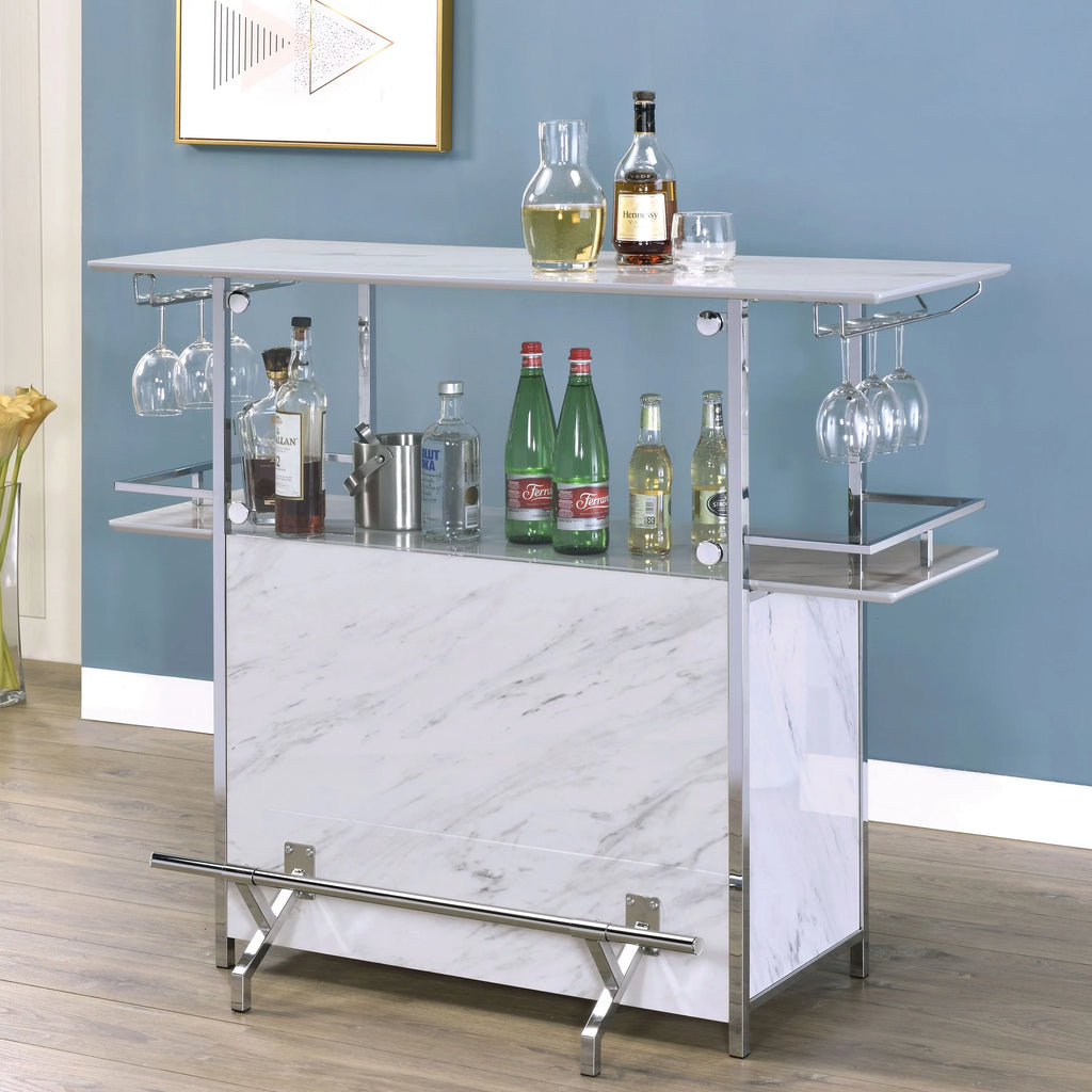 White and Chrome Bar Table K48433