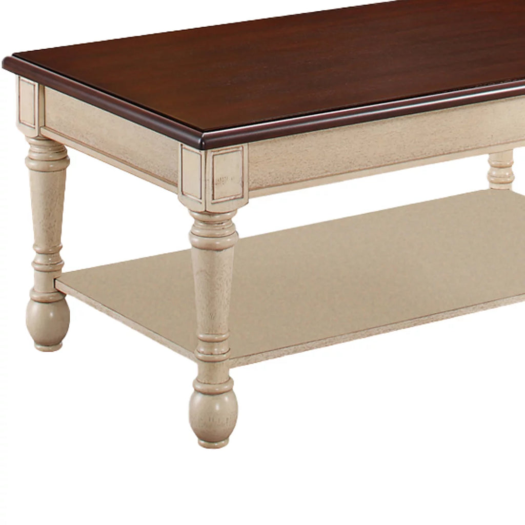 Brown and Antique White Wooden Coffee Table H3279