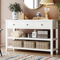 Beige 50" Solid Wood Console Table with 3 Drawers Z877166