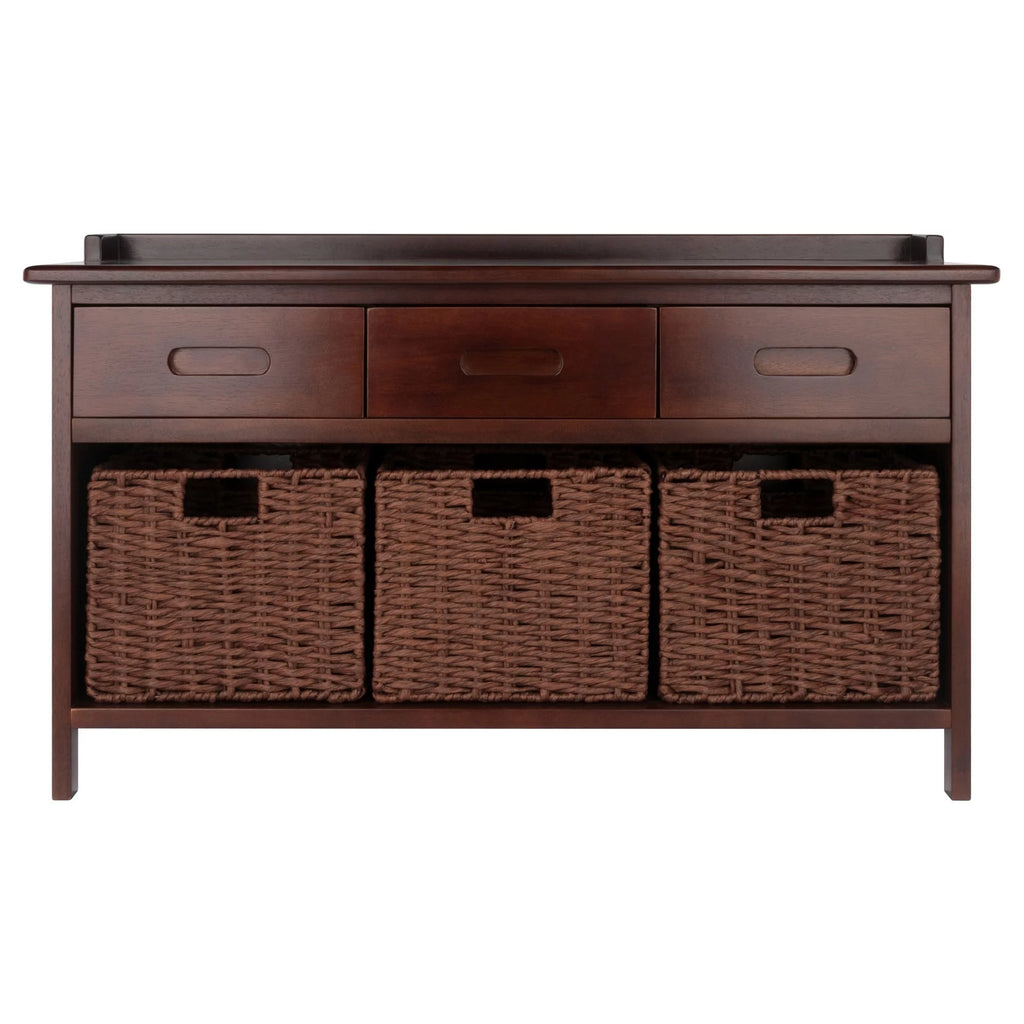 4-Pc Storage Bench with 3 Foldable Woven Baskets V484