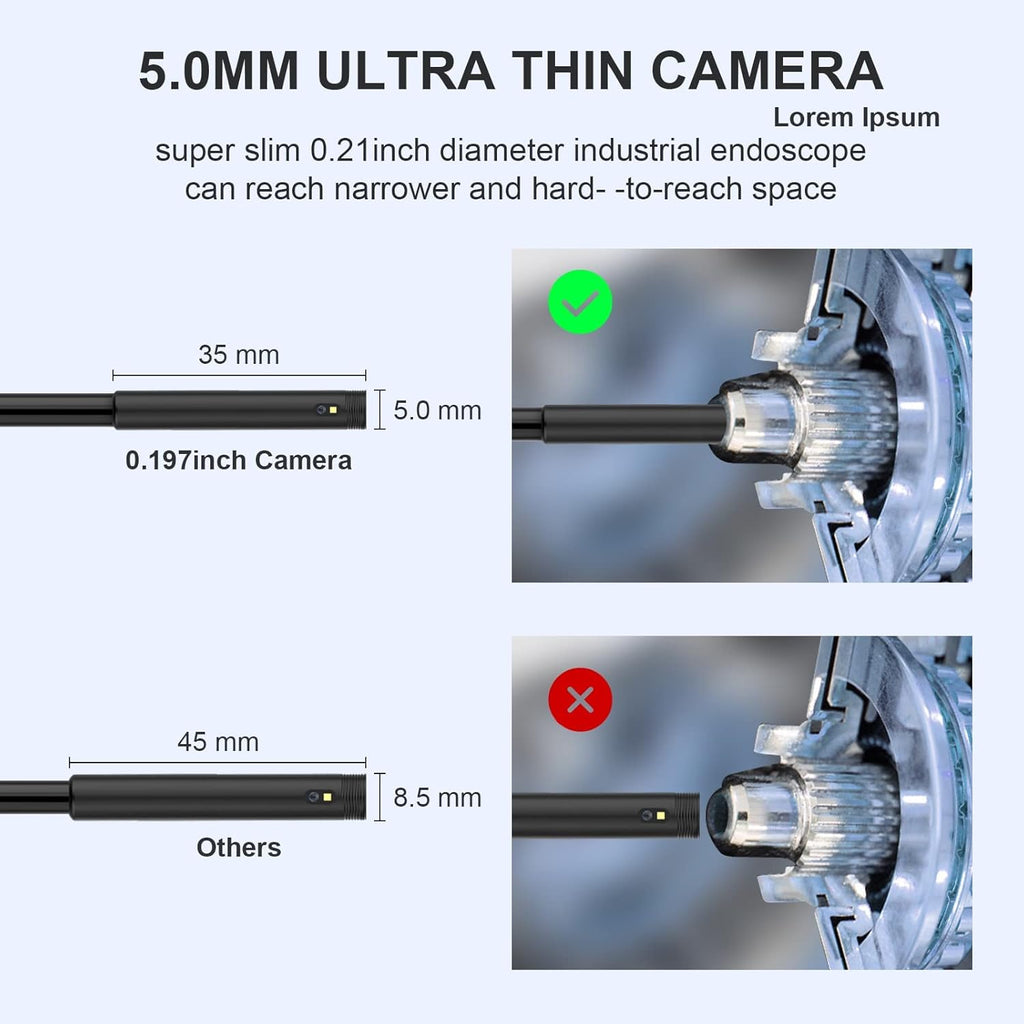 5mm Dual Lens Borescope Inspection Camera with 5 inches Monitor N220984