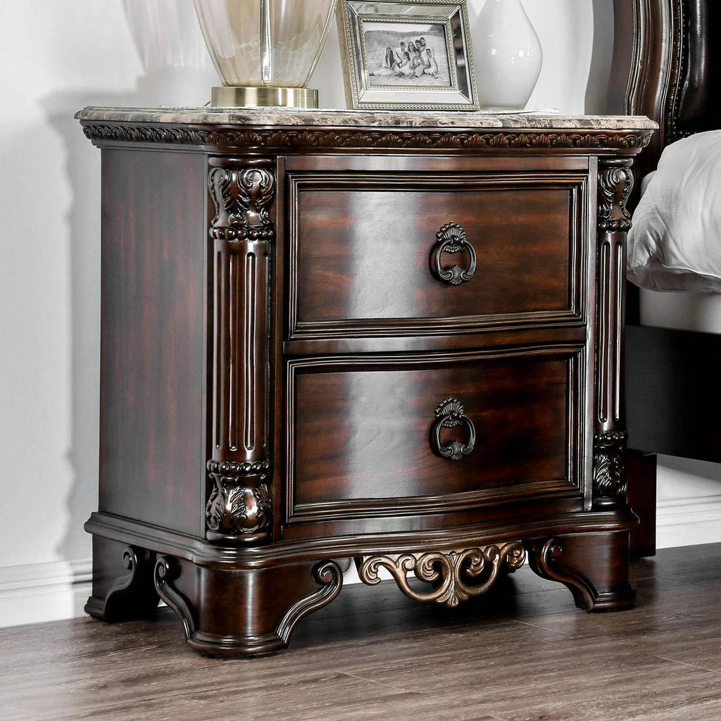 Brown Cherry Solid Wood King Bedroom Set 3pcs M60076
