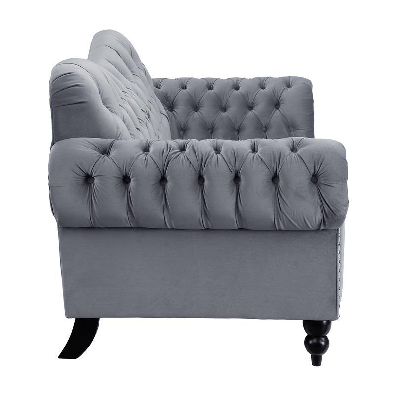Dark Gray Velvet Loveseat with Nailhead Q8213