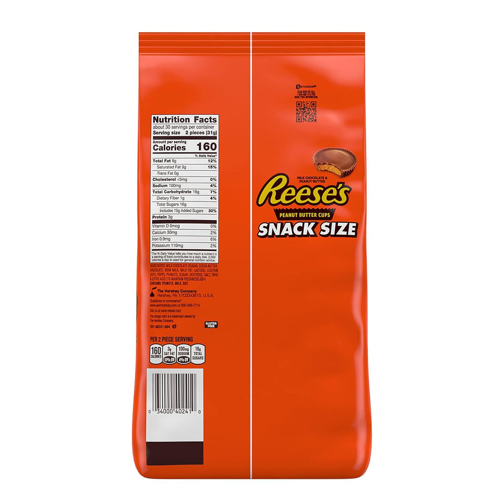 Milk Chocolate Peanut Butter Snack Size Cups, 33 oz (60 Pieces) J2865