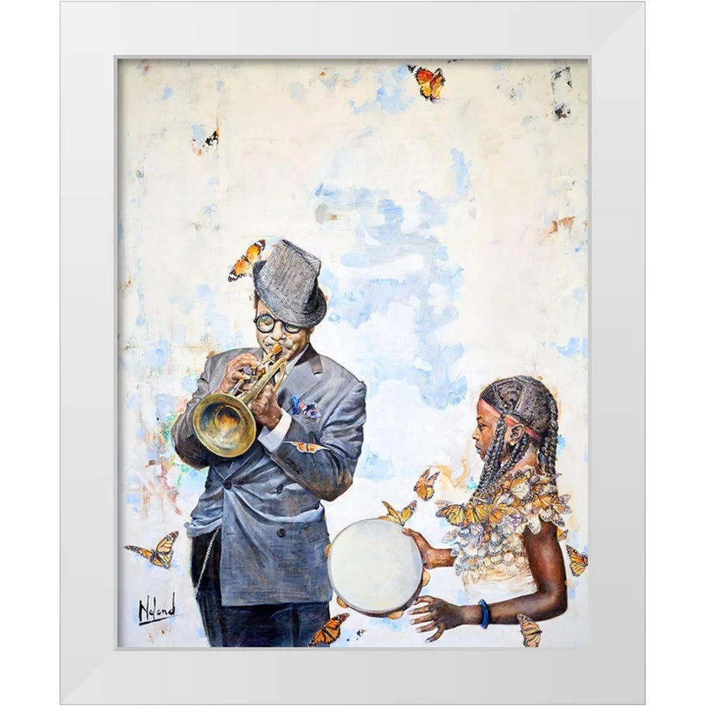 White Modern Wood Framed Art Print W2013