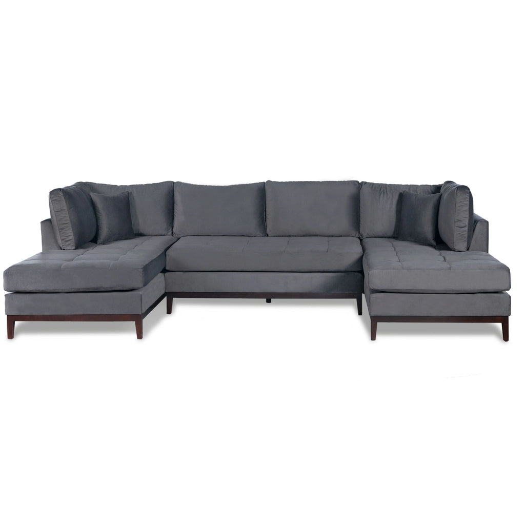 Gray Velvet U Shape Sectional Couch Y3506