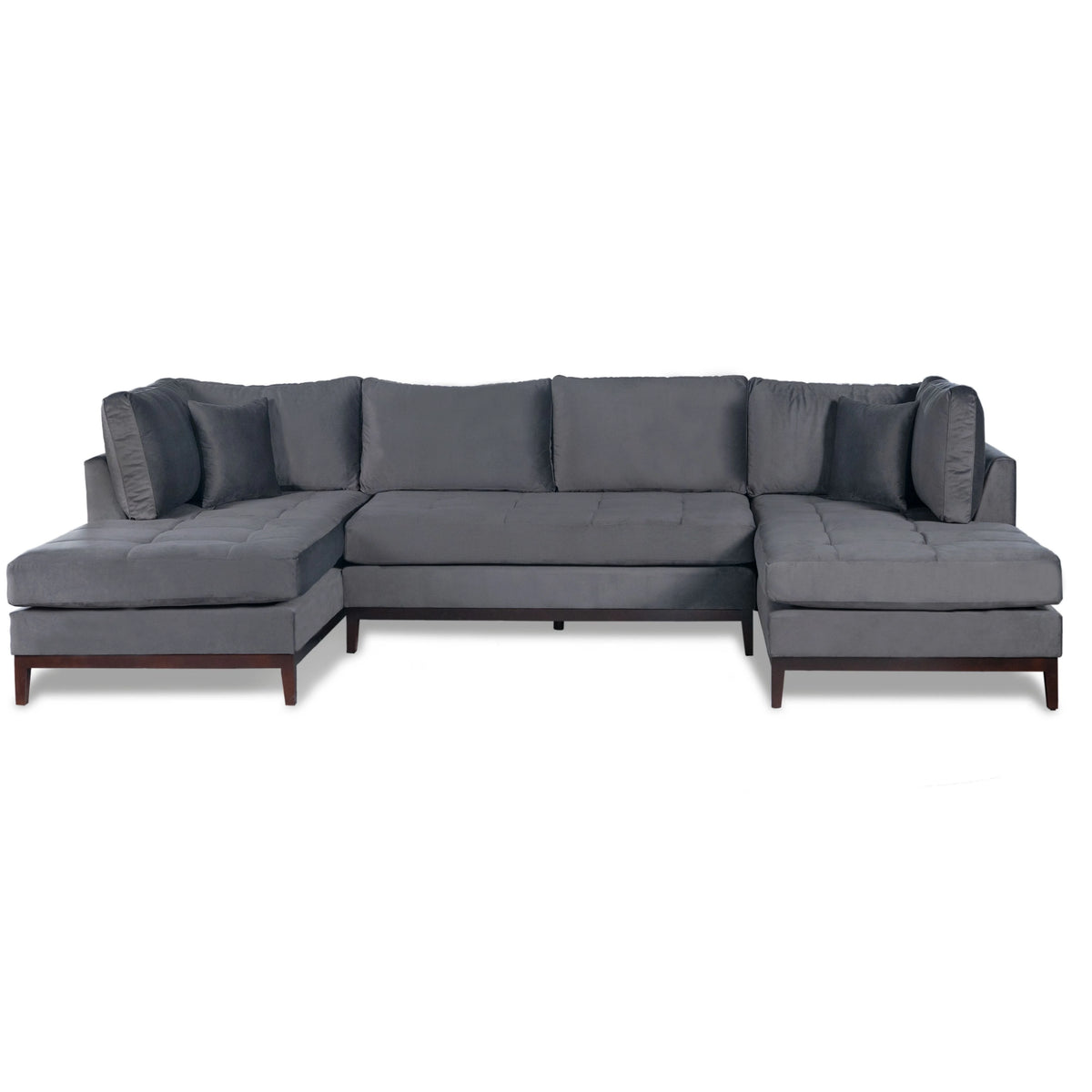 Gray Velvet U Shape Sectional Couch Y3506