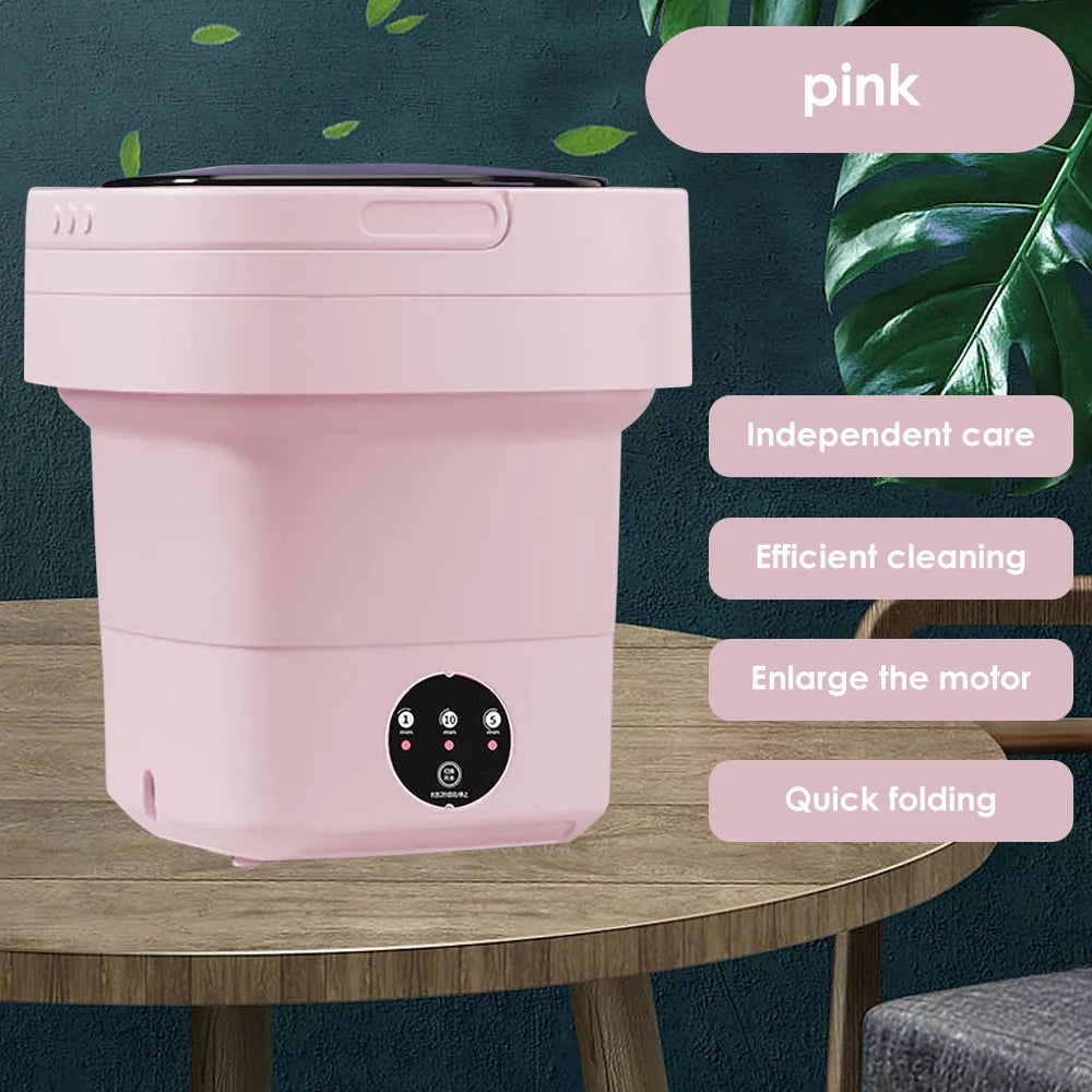 Pink Foldable Mini Washing Machine 8L W201
