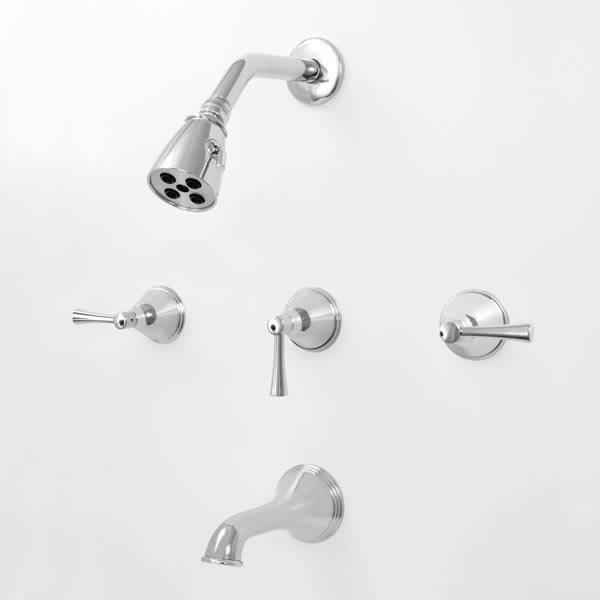 Three Valve Tub & Shower Set with Handles Polished Nickel E767
